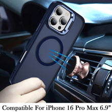 For iPhone 16 PRO MAX Case Magnetic Circle w/ Camera Lens Stand + Tempered Glass