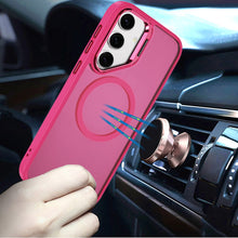 For Samsung S25+/S24+ Case Magnetic Circle w/ Camera Lens Stand + Tempered Glass