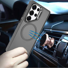 For Samsung S25 Ultra Case Magnetic Circle w/ Camera Lens Stand + Tempered Glass