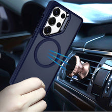 For Samsung S25 Ultra Case Magnetic Circle w/ Camera Lens Stand + Tempered Glass