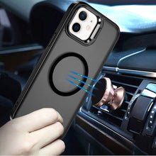 For iPhone 11 6.1 in. Case Magnetic Circle w/ Camera Lens Stand + Tempered Glass