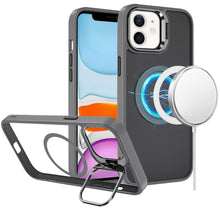 For iPhone 11 6.1 in. Case Magnetic Circle w/ Camera Lens Stand + Tempered Glass