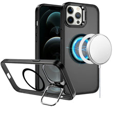 For iPhone 12 Pro Max Case Magnetic Circle w/ Camera Lens Stand + Tempered Glass