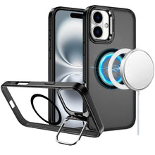 For iPhone 16 6.1inch Case Magnetic Circle w/ Camera Lens Stand + Tempered Glass