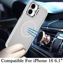 For iPhone 16 6.1inch Case Magnetic Circle w/ Camera Lens Stand + Tempered Glass