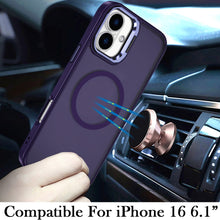For iPhone 16 6.1inch Case Magnetic Circle w/ Camera Lens Stand + Tempered Glass