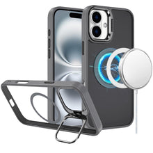 For iPhone 16 6.1inch Case Magnetic Circle w/ Camera Lens Stand + Tempered Glass
