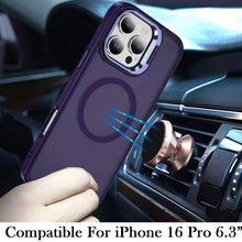 For iPhone 16 Pro 6.3in Case Magnetic Circle Rear Lens Stand + Tempered Glass