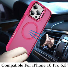 For iPhone 16 Pro 6.3in Case Magnetic Circle Rear Lens Stand + Tempered Glass