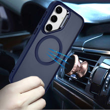 For Samsung S25/S24 Case Magnetic Circle with Camera Lens Stand + Tempered Glass