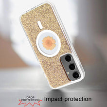 For Samsung S25+/S24+ Case Epoxy Real Flower Glitter Hybrid + Tempered Glass