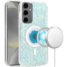For Samsung S25+/S24+ Case Epoxy Real Flower Glitter Hybrid + Tempered Glass