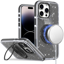 For iPhone 14 PRO MAX 6.7 in. Case Magnetic Circle Metal Stand Full Glitter