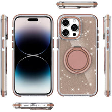 For iPhone 14 PRO MAX 6.7 in. Case Magnetic Circle Metal Stand Full Glitter