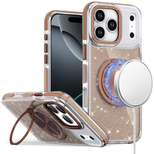 For iPhone 17 Pro Max Case Magnetic Circle Stand Full Glitter + Tempered Glass