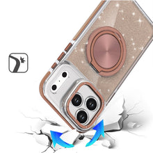 For iPhone 17 Pro Max Case Magnetic Circle Stand Full Glitter + Tempered Glass