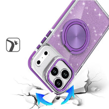 For iPhone 17 Pro Max Case Magnetic Circle Stand Full Glitter + Tempered Glass