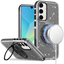 For Samsung A16 5G Case Magnetic Circle Stand Full Glitter + Tempered Glass