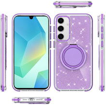 For Samsung A16 5G Case Magnetic Circle Stand Full Glitter + Tempered Glass