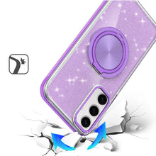 For Samsung A16 5G Case Magnetic Circle Stand Full Glitter + Tempered Glass