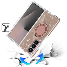 For Samsung Z Fold7 Case Magnetic Circle w/ Stand Full Glitter + Tempered Glass