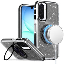 For Samsung A17 5G Case Magnetic Circle Stand Full Glitter + Tempered Glass