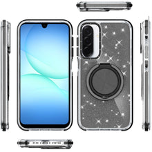 For Samsung A17 5G Case Magnetic Circle Stand Full Glitter + Tempered Glass