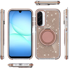 For Samsung A17 5G Case Magnetic Circle Stand Full Glitter + Tempered Glass