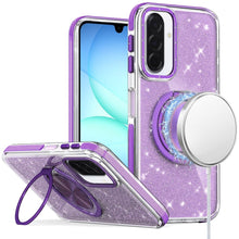 For Samsung A17 5G Case Magnetic Circle Stand Full Glitter + Tempered Glass