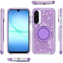 For Samsung A17 5G Case Magnetic Circle Stand Full Glitter + Tempered Glass