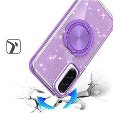 For Samsung A17 5G Case Magnetic Circle Stand Full Glitter + Tempered Glass