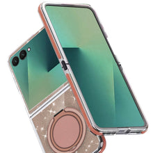 For Samsung Z Flip7 Case Magnetic Circle w/ Stand Full Glitter + Tempered Glass