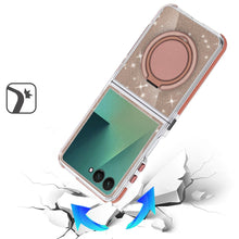 For Samsung Z Flip7 Case Magnetic Circle w/ Stand Full Glitter + Tempered Glass