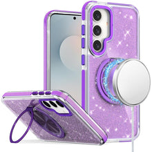 For Samsung S26+ Plus Case Magnetic Circle Stand Full Glitter + Tempered Glass