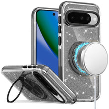 For Google Pixel 10/10 Pro Case Magnetic Circle Stand Glitter + Tempered Glass