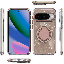 For Google Pixel 10/10 Pro Case Magnetic Circle Stand Glitter + Tempered Glass