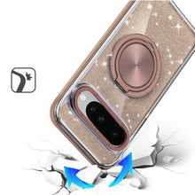 For Google Pixel 10/10 Pro Case Magnetic Circle Stand Glitter + Tempered Glass