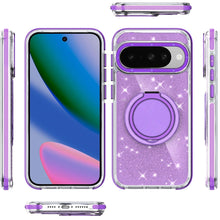 For Google Pixel 10/10 Pro Case Magnetic Circle Stand Glitter + Tempered Glass