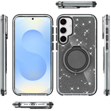 For Samsung S25+/S24+ Case Magnetic Circle Stand Full Glitter + Tempered Glass
