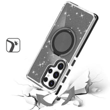 For Samsung S26 Ultra Case Magnetic Circle Stand Full Glitter + Tempered Glass