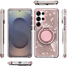 For Samsung S26 Ultra Case Magnetic Circle Stand Full Glitter + Tempered Glass