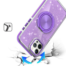 For iPhone 12 Pro Max Case Magnetic Circle Stand Full Glitter + Tempered Glass