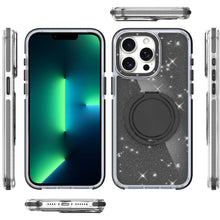 For iPhone 13 Pro Max Case Magnetic Circle Rotating Stand Full Glitter Cover