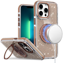 For iPhone 13 Pro Max Case Magnetic Circle Rotating Stand Full Glitter Cover