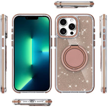 For iPhone 13 Pro Max Case Magnetic Circle Rotating Stand Full Glitter Cover