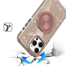 For iPhone 13 Pro Max Case Magnetic Circle Rotating Stand Full Glitter Cover