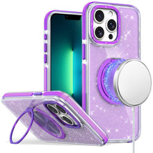 For iPhone 13 Pro Max Case Magnetic Circle Rotating Stand Full Glitter Cover