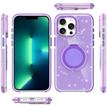 For iPhone 13 Pro Max Case Magnetic Circle Rotating Stand Full Glitter Cover