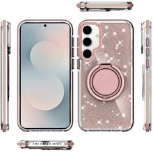 For Samsung S25 FE Case Magnetic Circle Stand Full Glitter + Tempered Glass