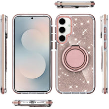 For Samsung S26 6.3" Case Magnetic Circle Stand Full Glitter + Tempered Glass